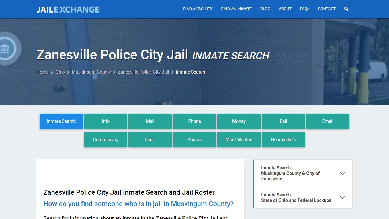 Zanesville Police City Jail Inmate Search - Jail Exchange